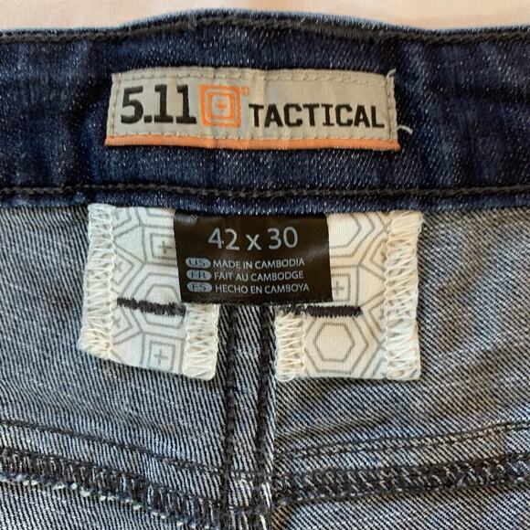 5.11 Tactical Defender Flex Regular Jeans Men’s 42x27 Dark Blue Stretch 74477 - Picture 9 of 15